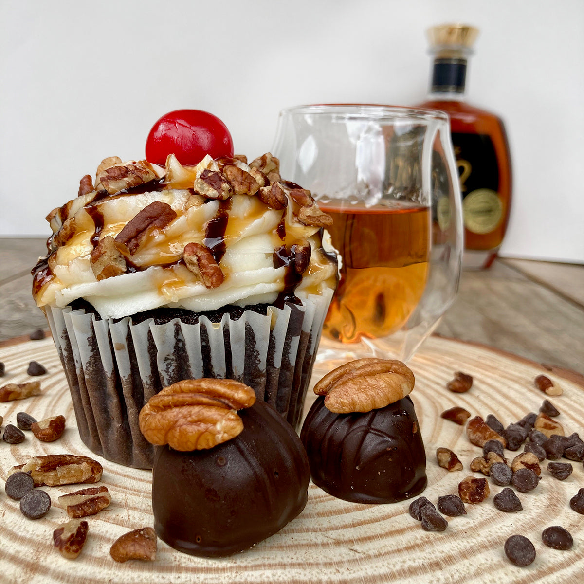 Salted Caramel Bourbon Ball Martini Cupcake