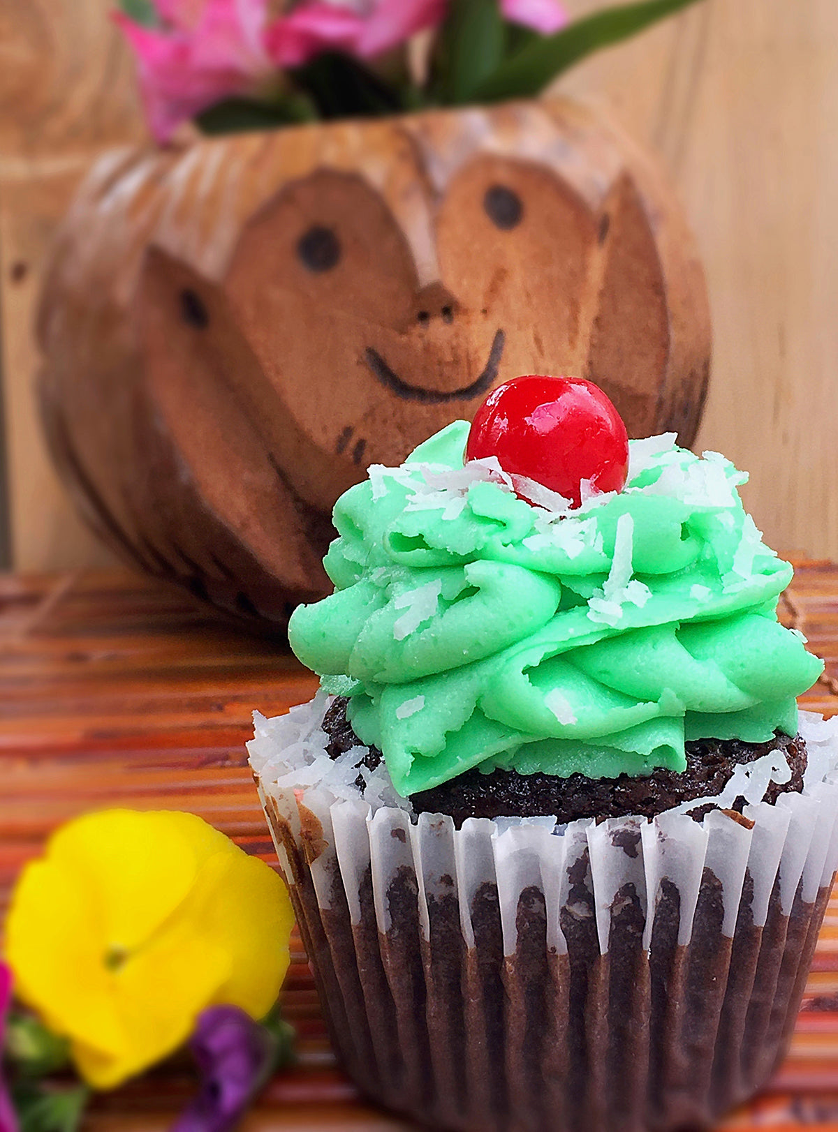Chocolate Coconut Lime Rum Cupcake