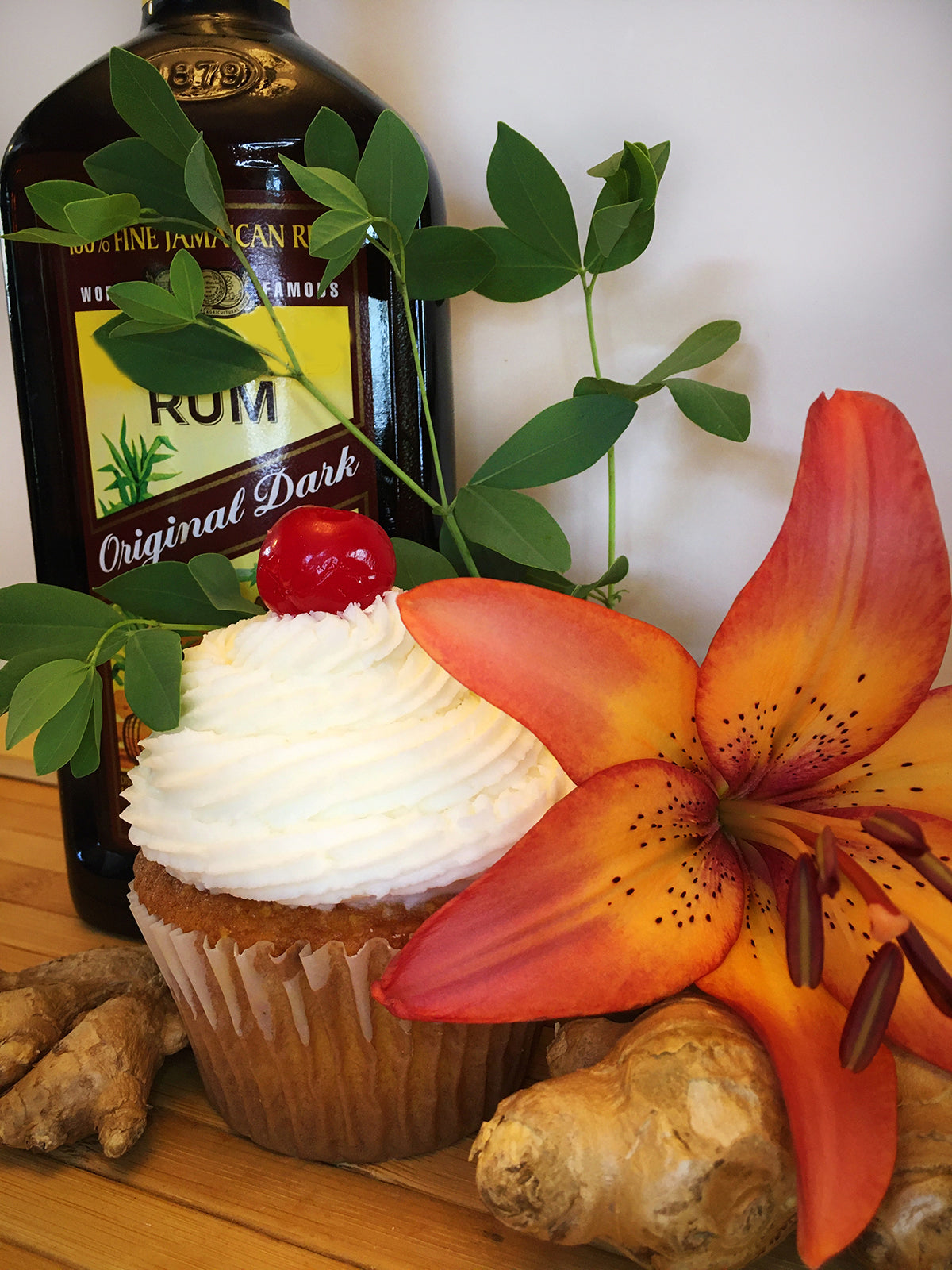 Dark & Stormy Ginger Rum Cupcake